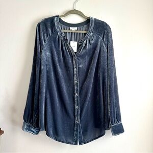 J. Jill • Velvet Long Sleeve Button Up Blouse in‎ Greystone